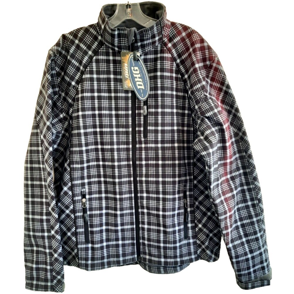 NWT Dutch Harbor Plaid Fleece Jacket Lined Men's Large Gray Black Waterproof